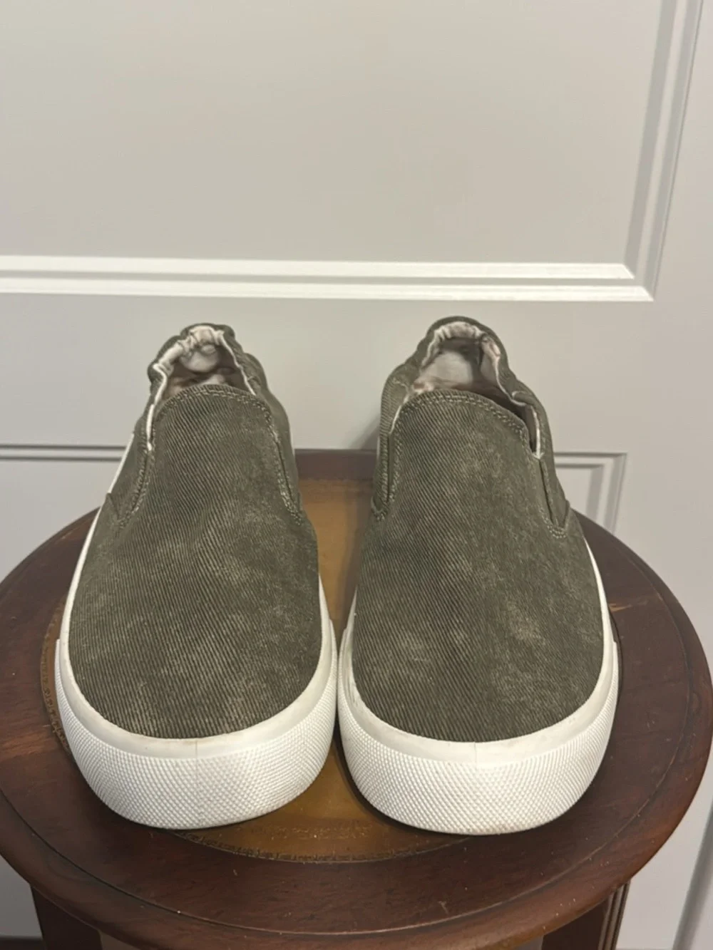 Maurices Olive Slip-On Canvas Loafers with White Sole